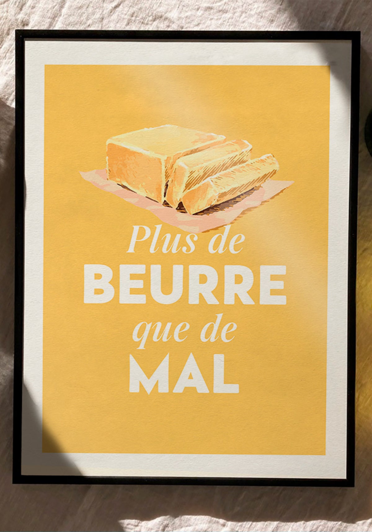 L'affiche illustration et typographie "Plus de beurre que de mal" en 21x30 cm de chez Studio Topo