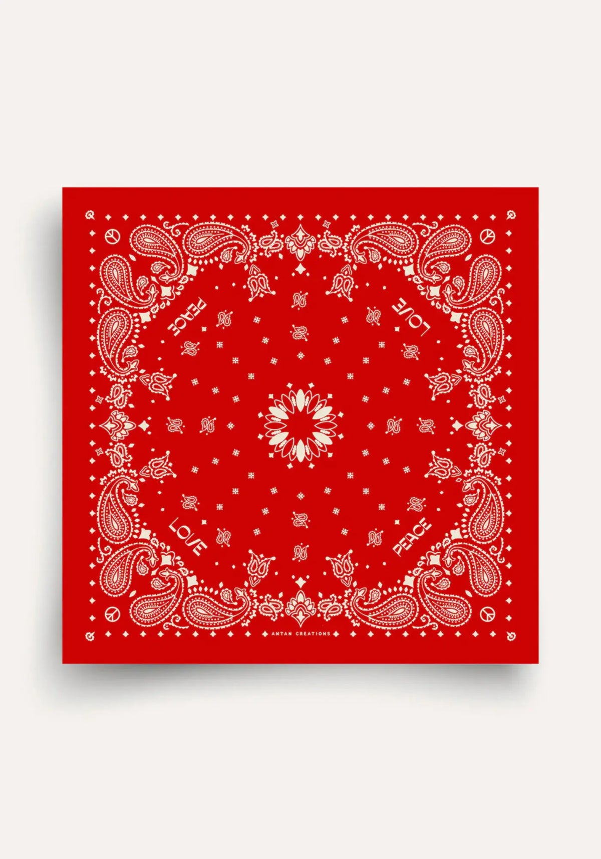 Le bandana laine 100 red antique white de chez Antan Créations