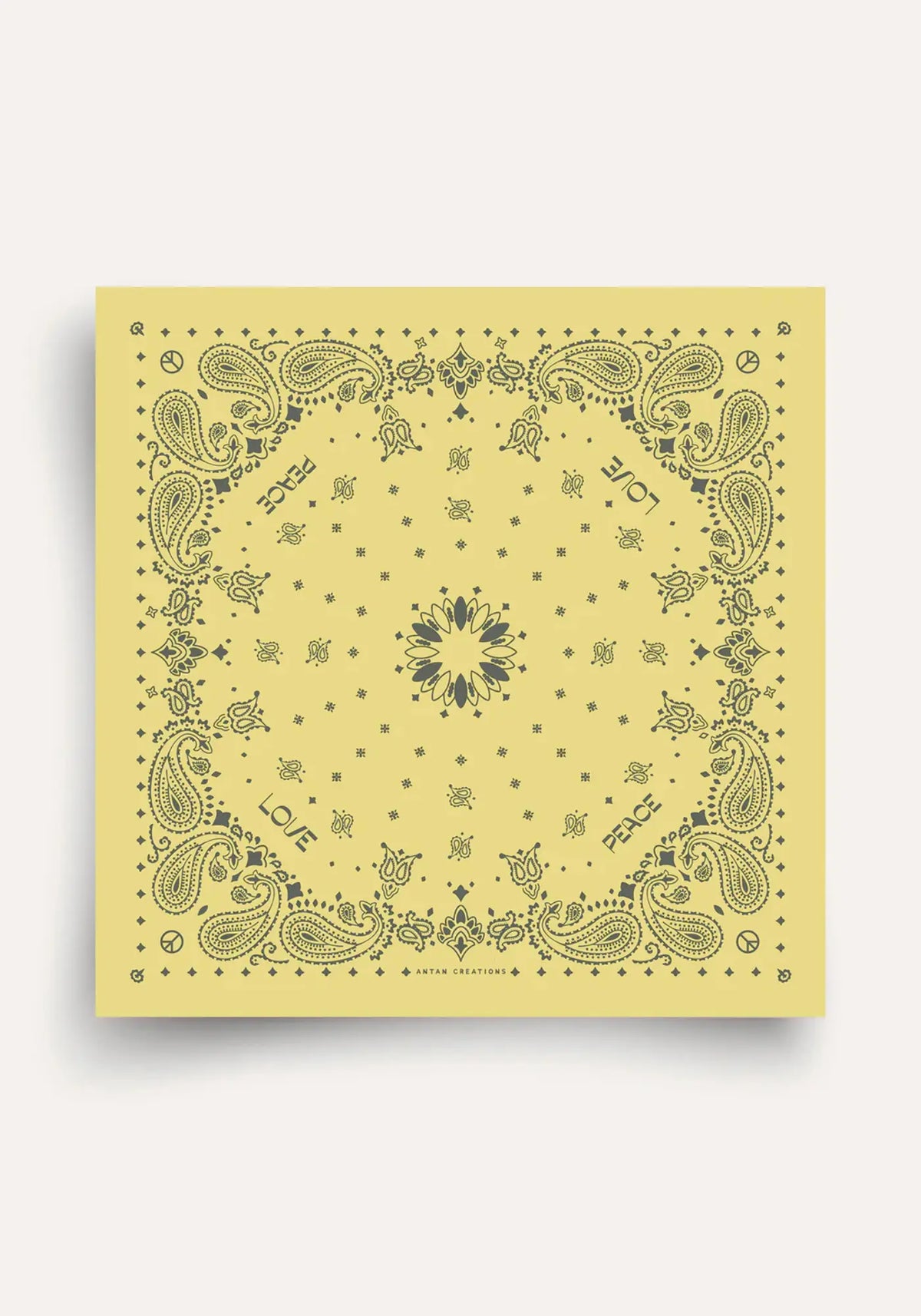 Le bandana laine 100 yellow stone grey de chez Antan Créations