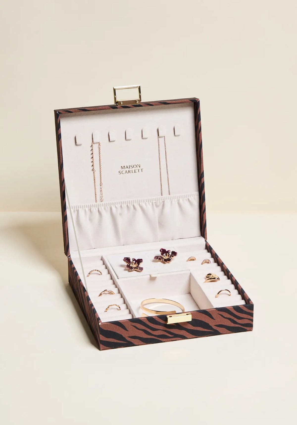 La boite à bijoux Anne coton zèbre marron de chez Maison Scarlett