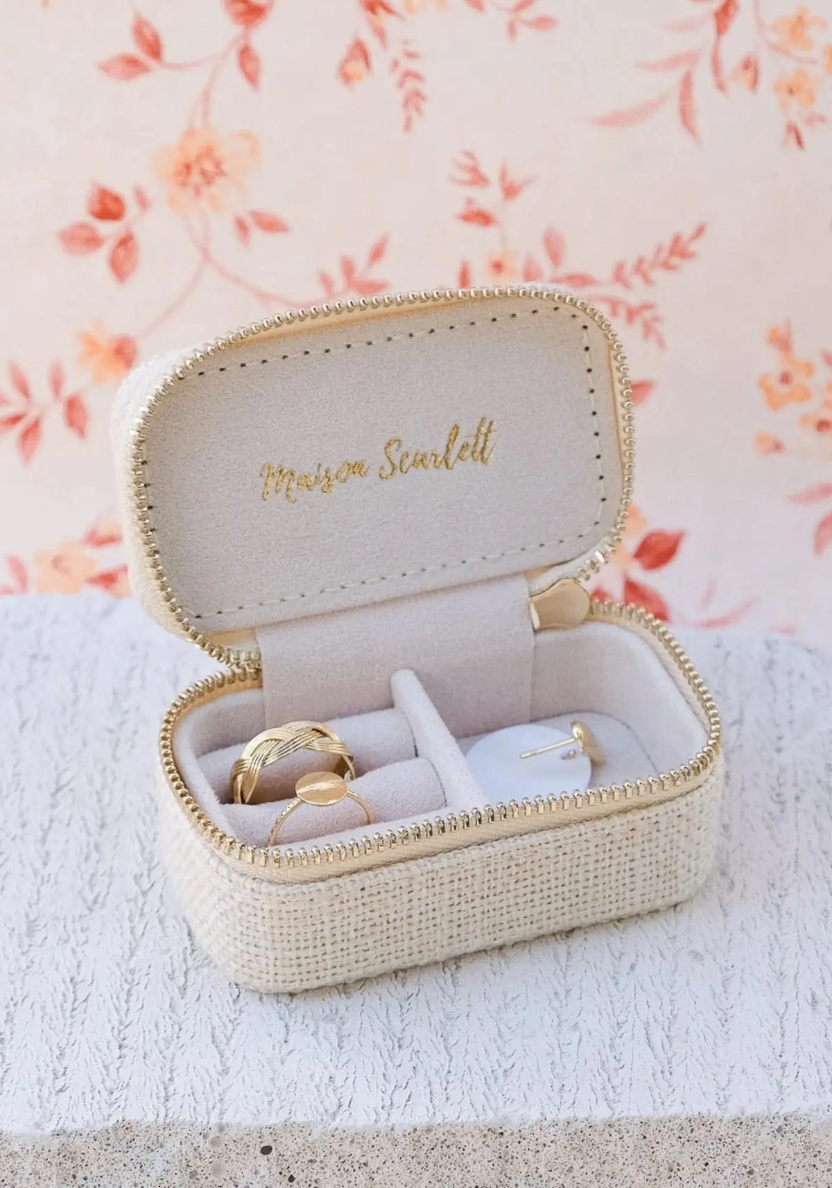 La boite à bijoux Marie lin beige de chez Maison Scarlett