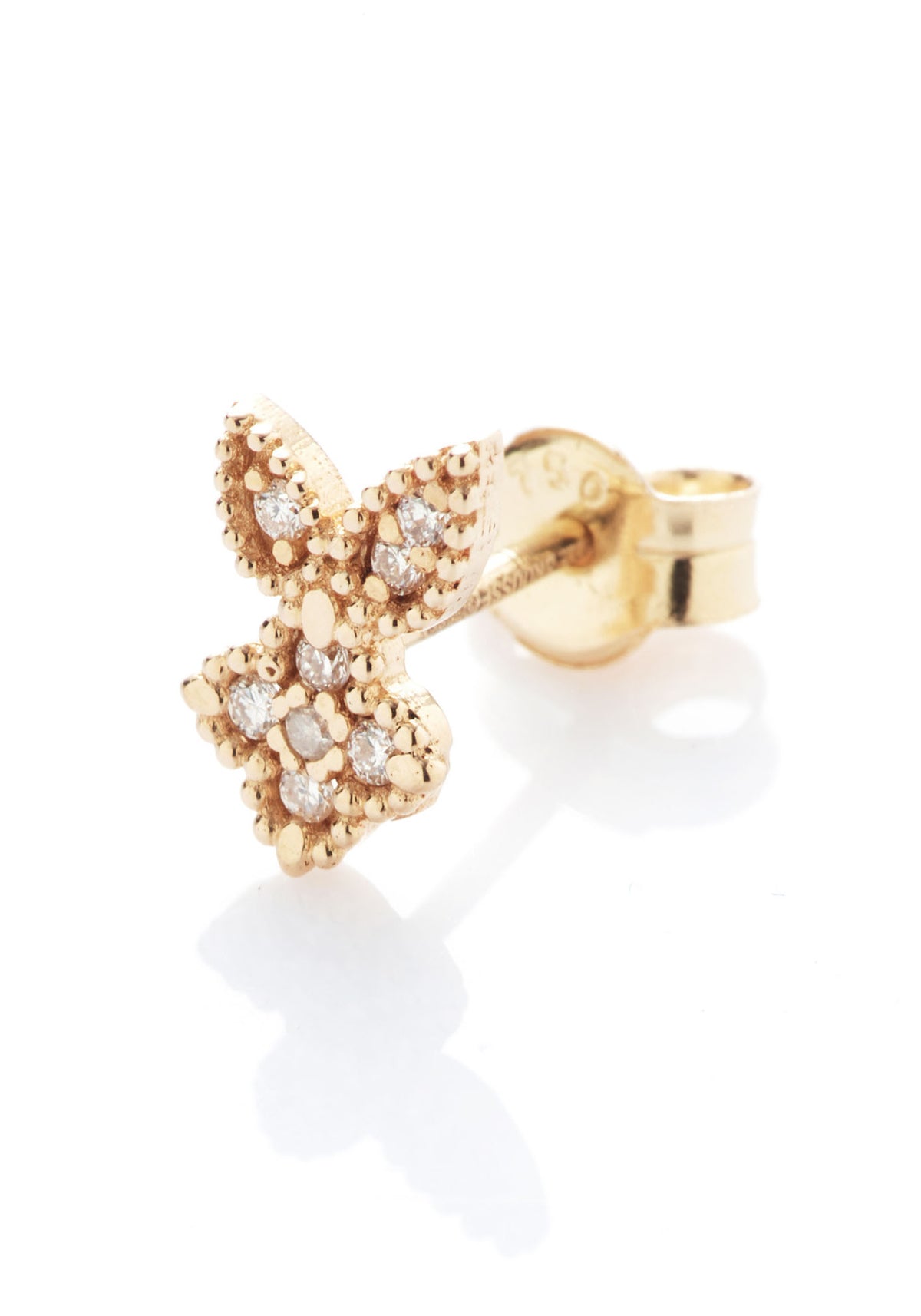 La boucle d'oreille puce en or jaune Nina Rabbit pour femme de chez Angèle Brousse