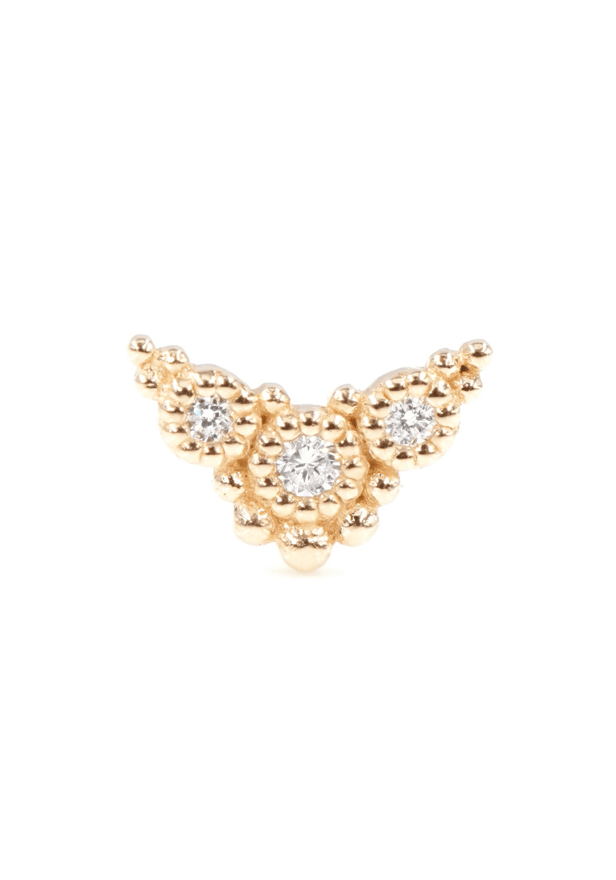 Zoom sur la boucle d'oreille Puce Susie en or jaune pour femme de chez Angèle Brousse