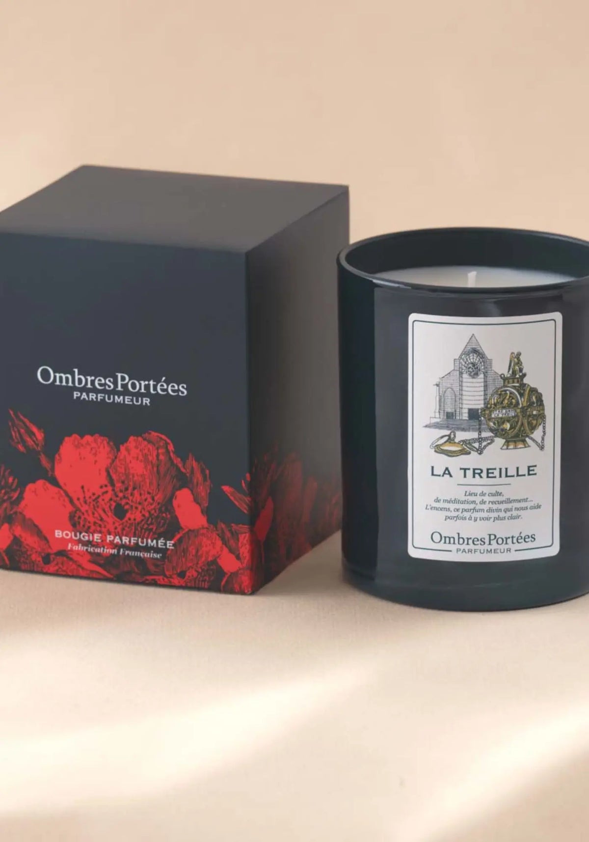 Le packaging de la bougie parfumée Lilloise La Treille de chez Ombres Portées