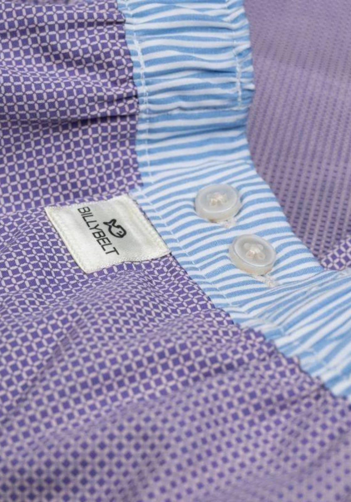 Zoom sur le caleçon coton bio Purple Square pour homme de chez Billybelt