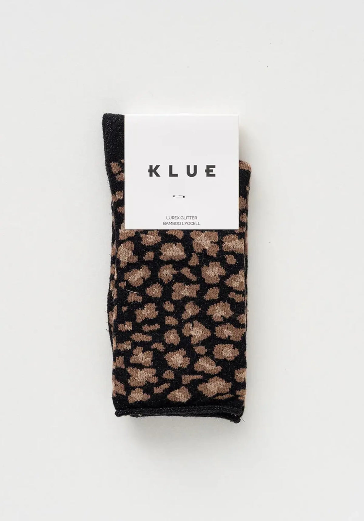 Les chaussettes en lurex léopard black de chez Klue