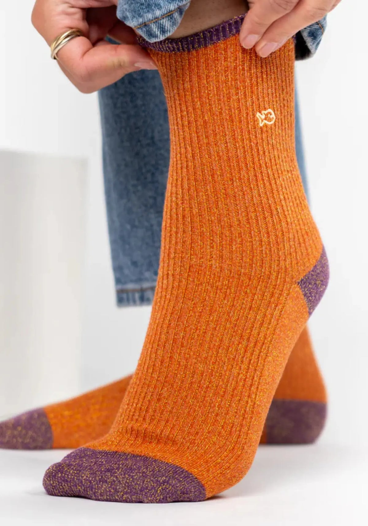 Les chaussettes vintage pailletées brique de chez Billybelt
