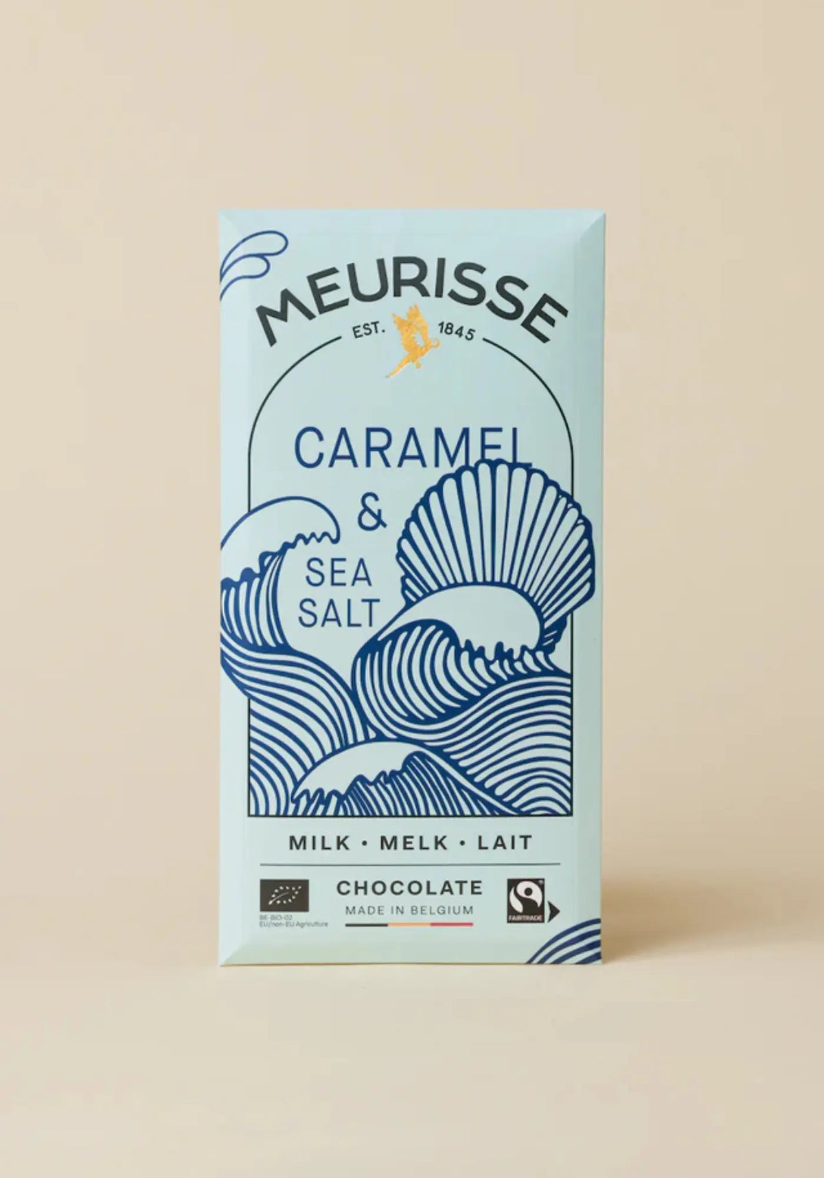 La tablette de chocolat au lait 39% caramel et sel de mer de chez Meurisse
