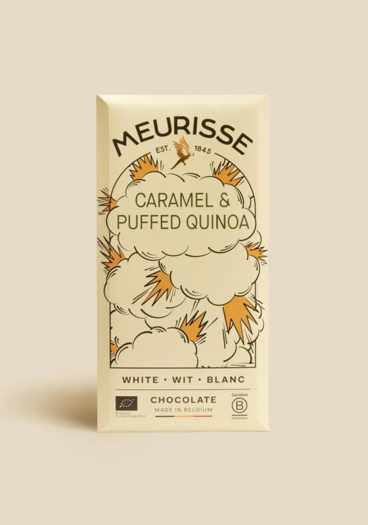 La tablette chocolat blanc puffed quinoa de chez Meurisse