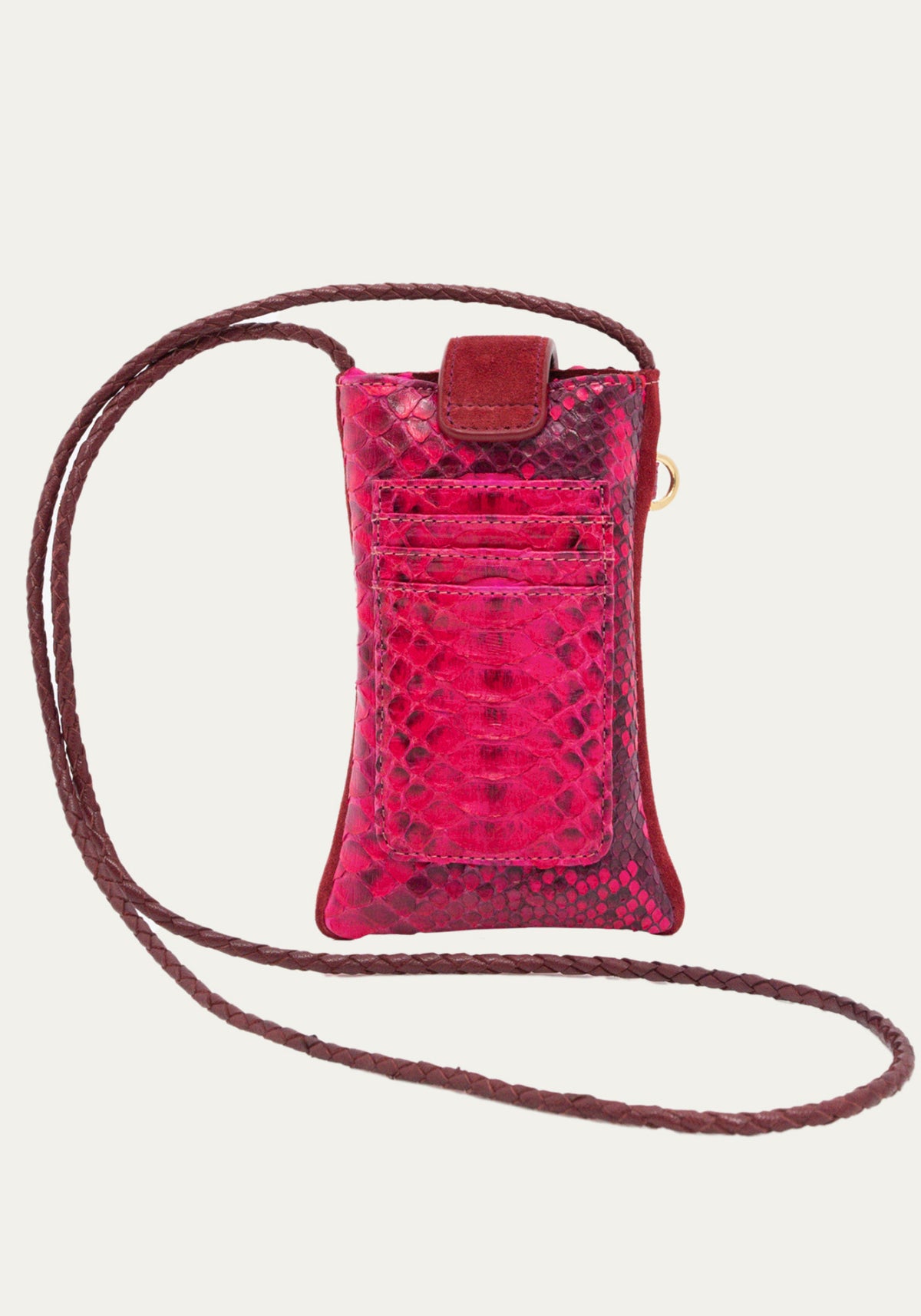 Le dos de l'étui de téléphone Marcus celosia rose pour femme de chez Claris Virot