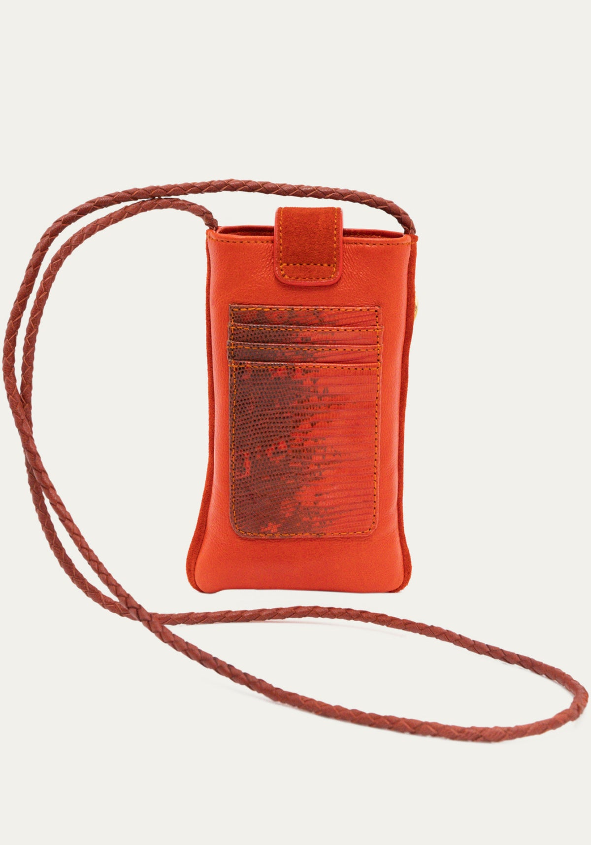 Le dos de l'étui de téléphone Marcus orange goyave pour femme de chez Claris Virot