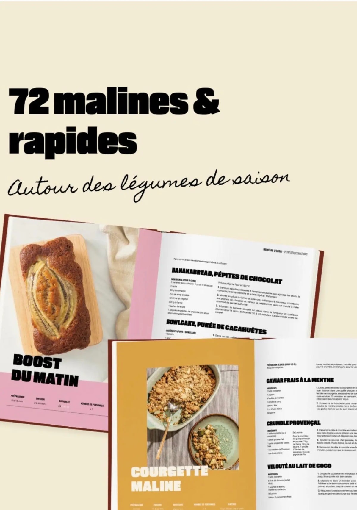L'intérieur du livre de recettes Reine de l'orga de chez Cloch