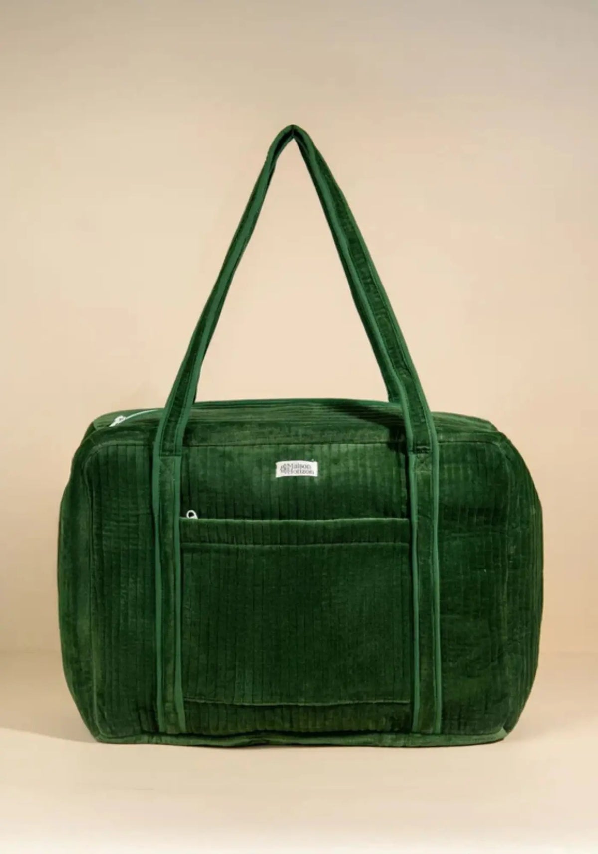 Le sac week-end ou à langer velours emeraude de chez Maison Horizon