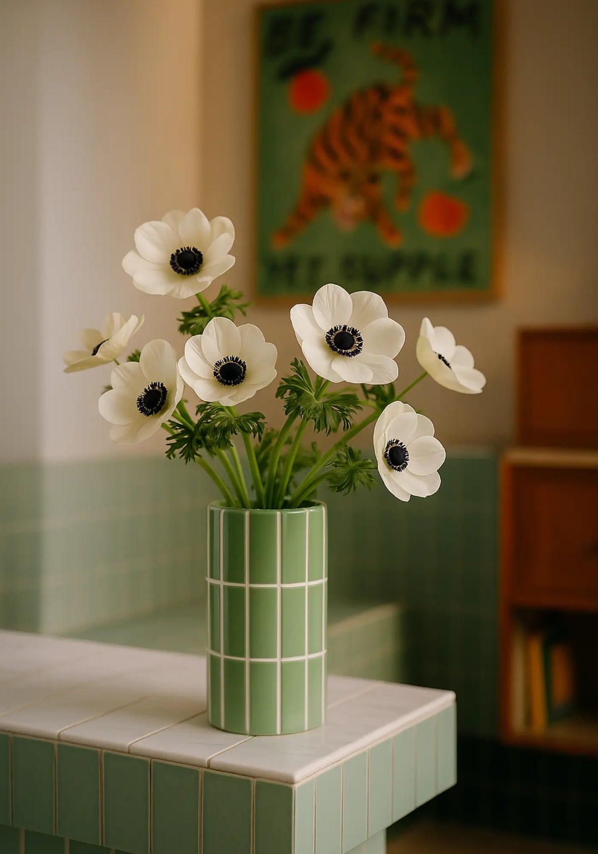 Le vase carrelage vert matcha de chez Opjet