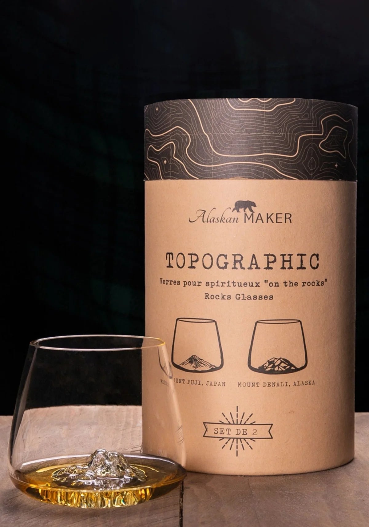 Le coffret des verres Topographic de chez Alaskan Maker