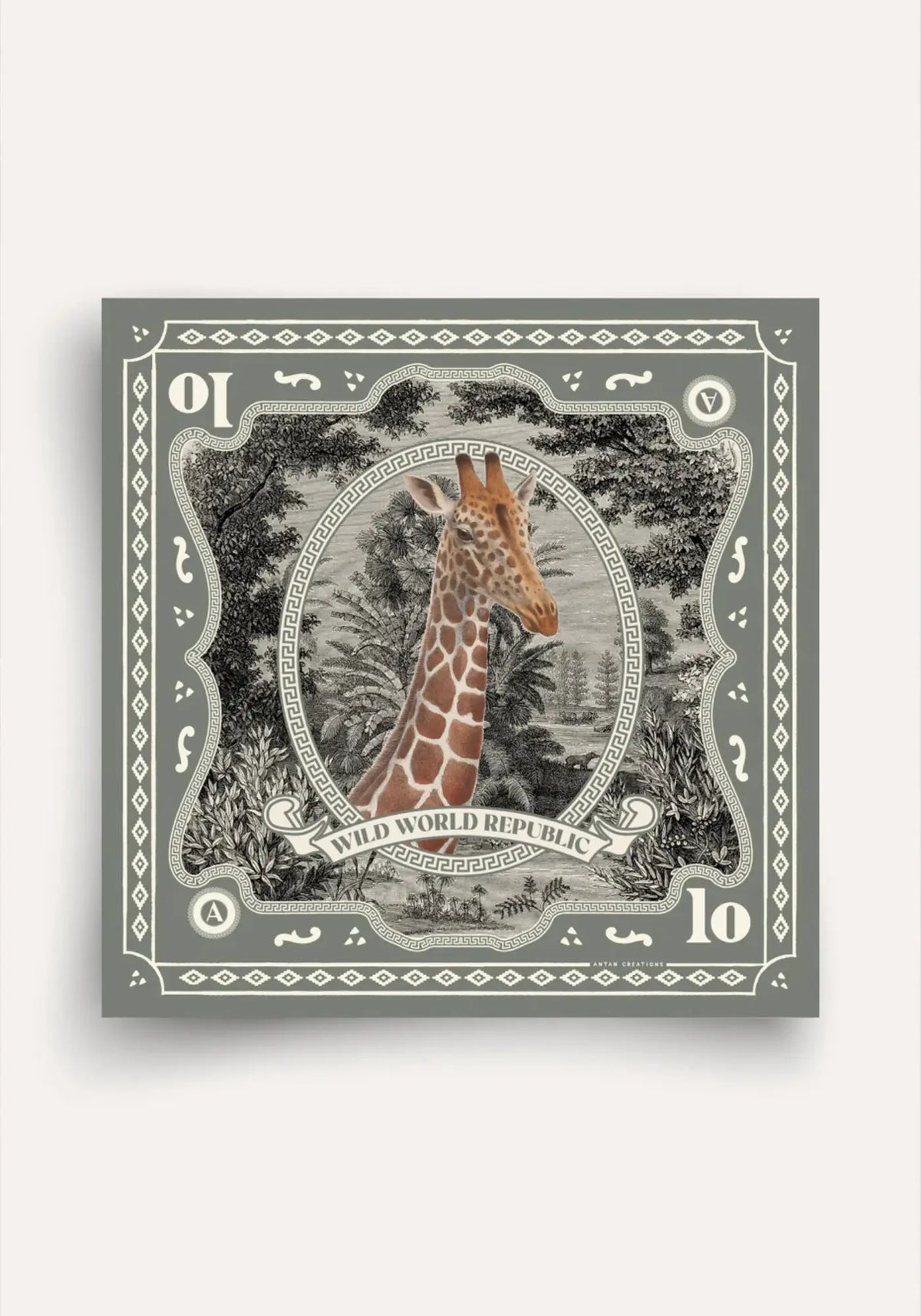 Le foulard wwr silk 70 giraffe de chez Antan Créations