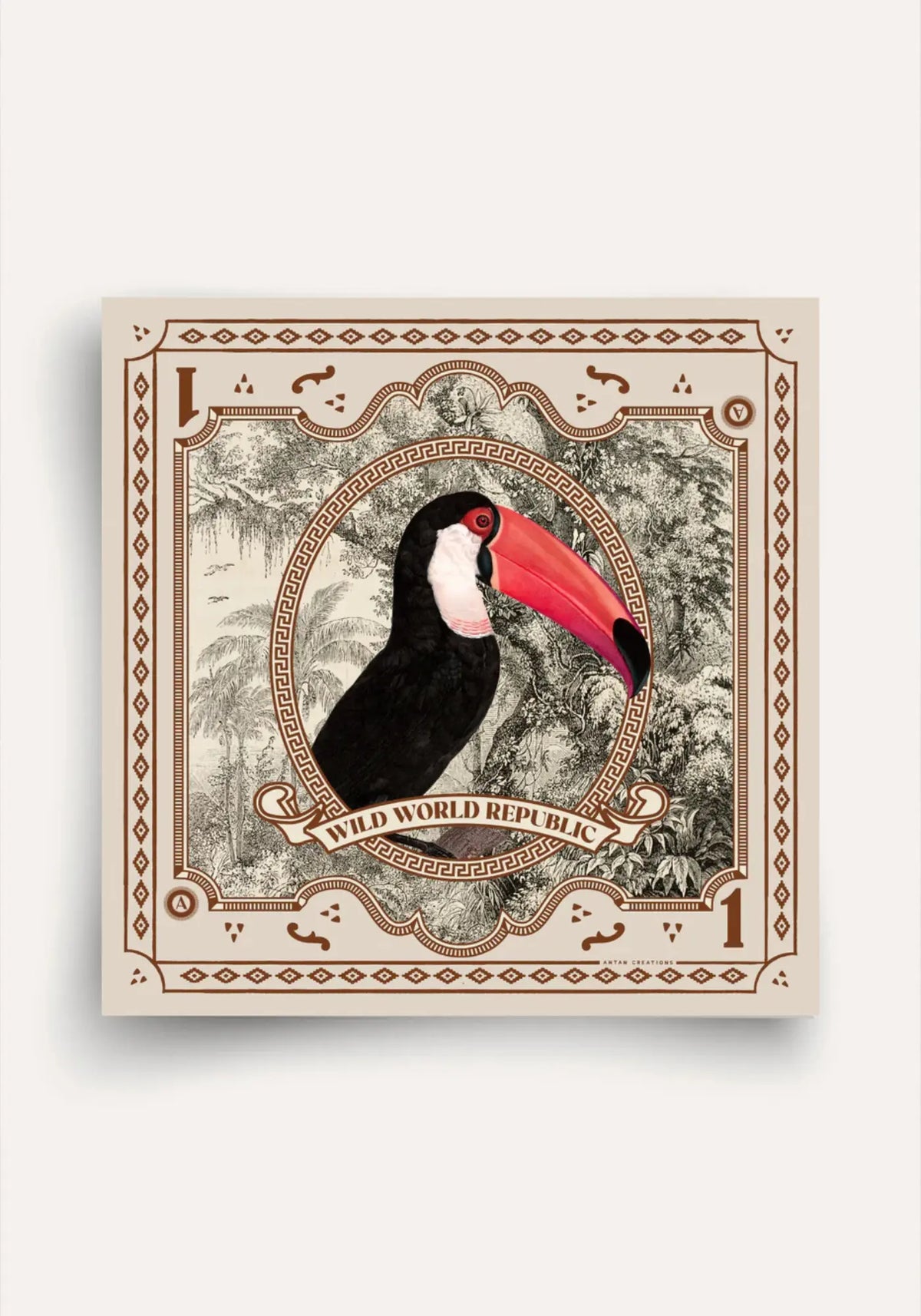 Le foulard wwr silk 70 toucan de chez Antan Créations