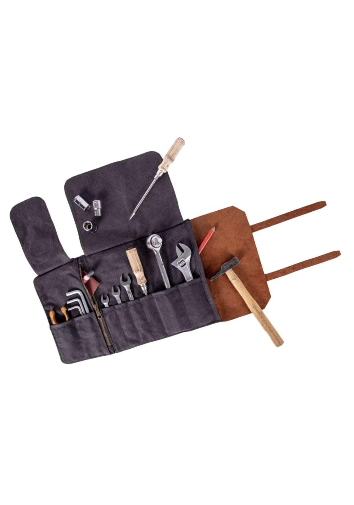 trousse-outils-alaskan-maker-ouverte-bleu-marine-charbon-noir